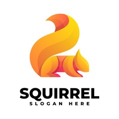 Vector Logo Illustration Squirrel Gradient Colorful Style.