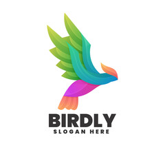 Vector Logo Illustration Bird Gradient Colorful Style.