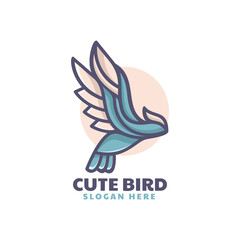 Obraz premium Vector Logo Illustration Cute Bird Simple Mascot Style.