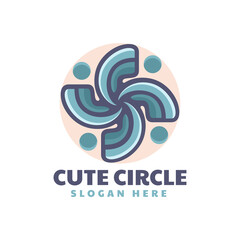 Obraz premium Vector Logo Illustration Cute Circle Simple Mascot Style.