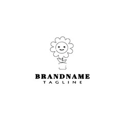 flower logo cartoon icon design template black isolated vector illustration