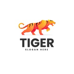 Vector Logo Illustration Tiger Gradient Colorful Style.