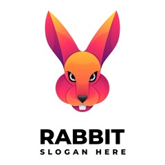 Vector Logo Illustration Rabbit Gradient Colorful Style.