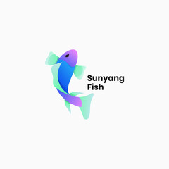 Vector Logo Illustration Fish Gradient Colorful Style.