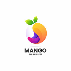 Vector Logo Illustration Mango Gradient Colorful Style.