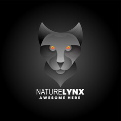 Vector Logo Illustration Nature Lynx Gradient Colorful Style.