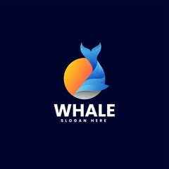 Vector Logo Illustration Whale Gradient Colorful Style.