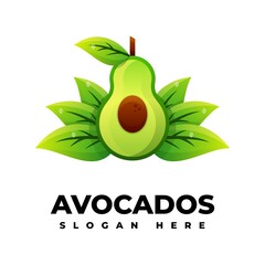 Vector Logo Illustration Avocado Gradient Colorful Style.
