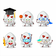 School student of white love ring box cartoon character with various expressions