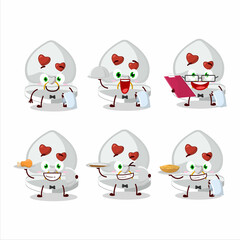 happy white love ring box waiter cartoon character holding a plate