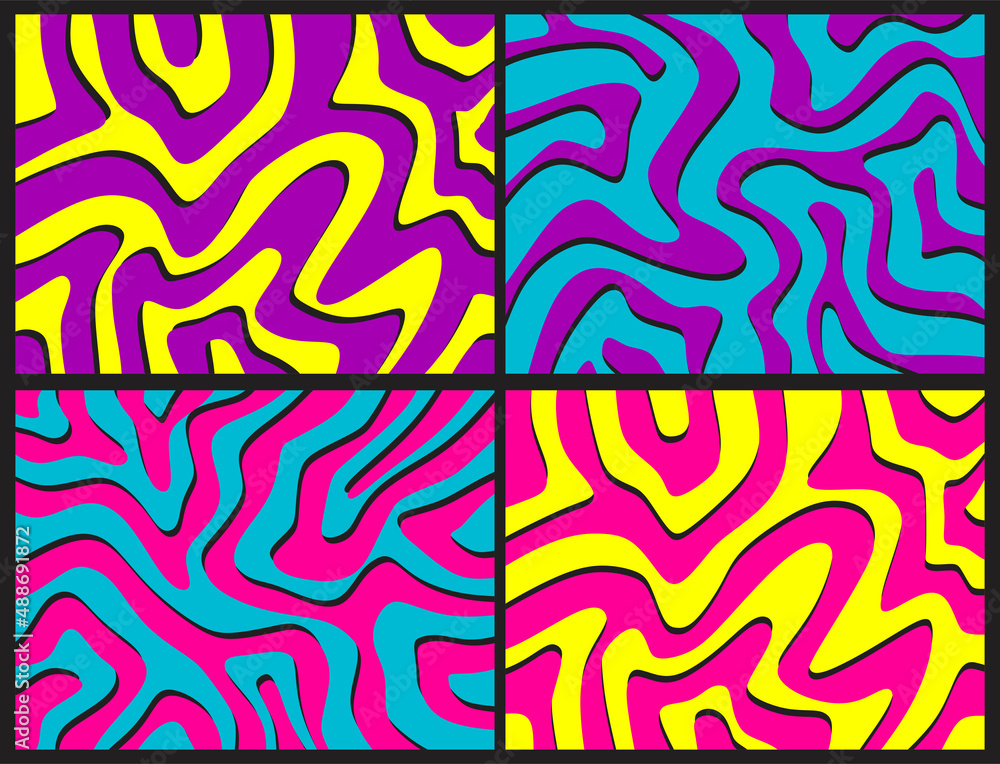 Poster simple background set with cute wavy line pattern