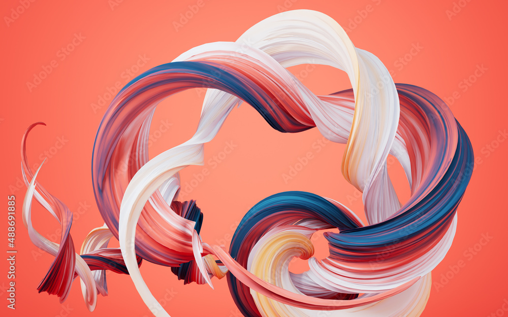 Poster abstract flowing gradient lines, 3d rendering.