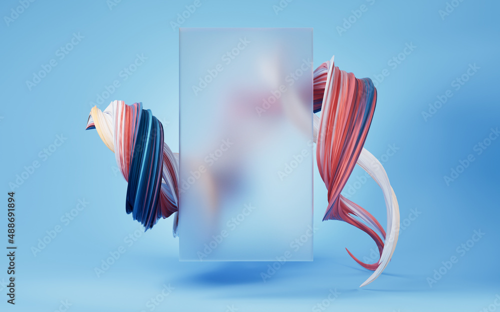 Poster abstract flowing gradient lines, 3d rendering.