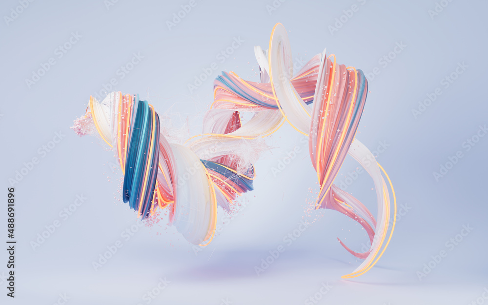 Poster abstract flowing gradient lines, 3d rendering.