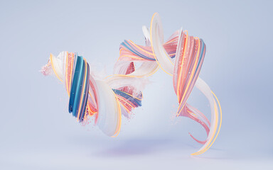 Abstract flowing gradient lines, 3d rendering.