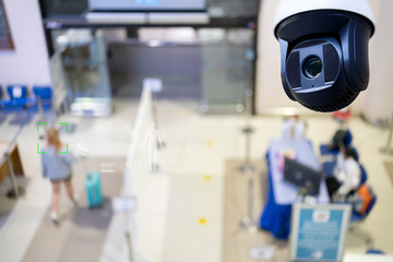 Closed-circuit television,Security CCTV camera or surveillance system in background