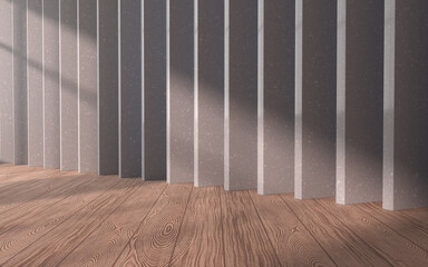 Empty room with wooden floor, 3d rendering.