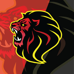 Lion Head Logo Roaring Esports Sport Mascot Design Template Vector