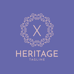 letter X feminine circle frame luxury vector logo design