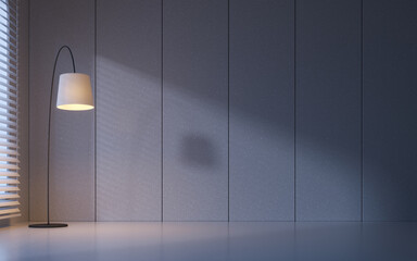 Empty room with light illuminated, 3d rendering.