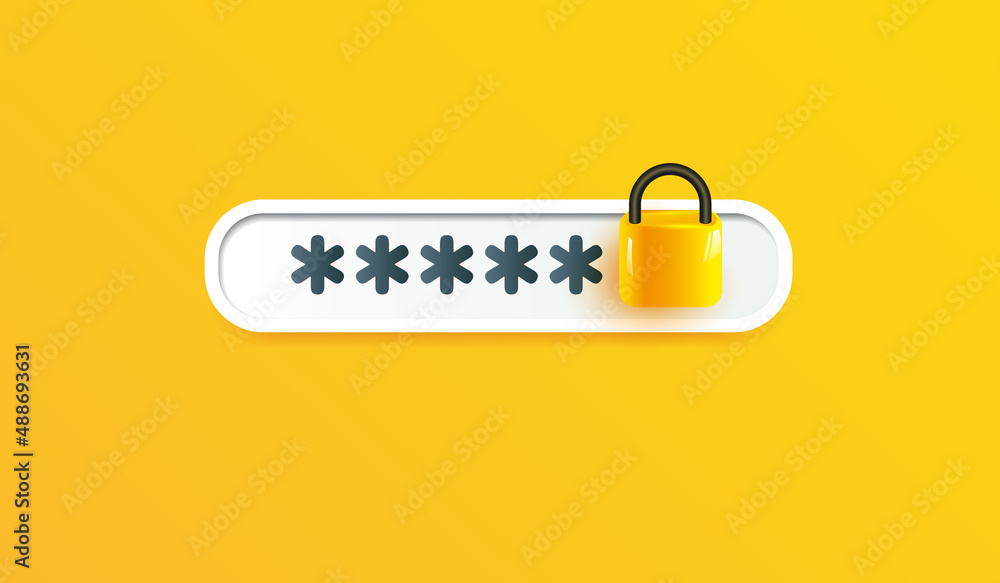 Wall mural password protected icon on yellow backround. security sign or symbol design for mobile applications 