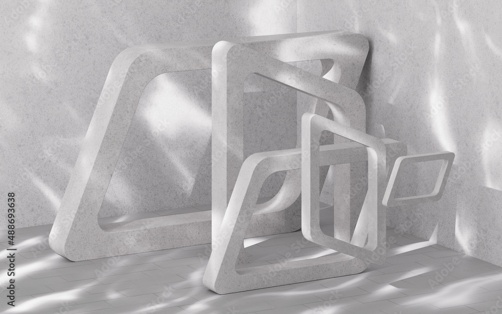 Poster abstract rhombus shape structure, 3d rendering.
