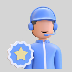 customer service top rated e commerce icon 3d render illustration