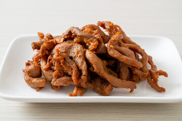 Sun-Dried Pork on white plate