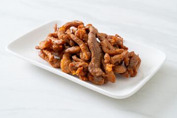 Sun-Dried Pork on white plate