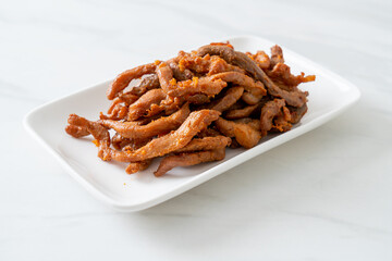 Sun-Dried Pork on white plate