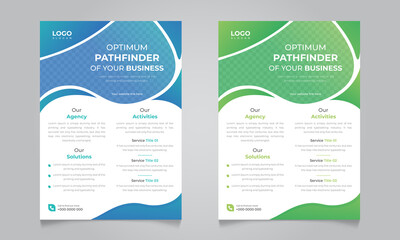 Modern  business flyer design template, leaflet design template layout for business promotion and advertising with two color variation.