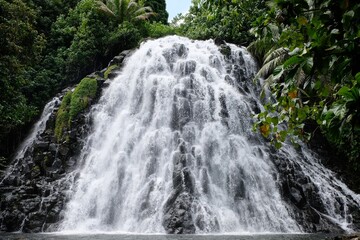 The popular tourist and local hotspot of Kepirohi Waterfall in Pohnpei, Federated States of Micronesia FSM