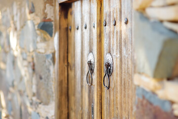 Detail of the entrance door of ancient houses in Phicardou (Fikardou) village, Cyprus.