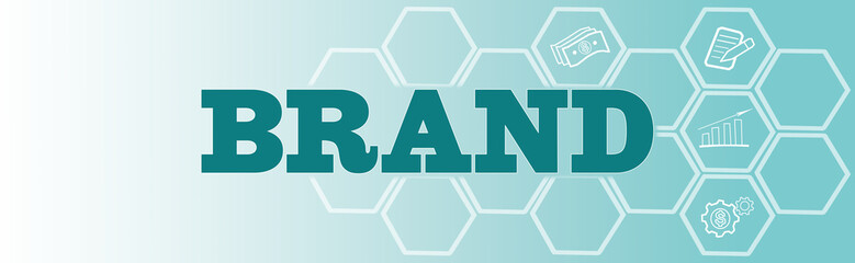 Brand. Horizontal banner with text and illustrations