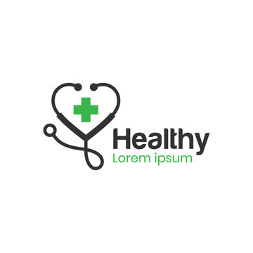medicine doctor logo with the stethoscope and medical cross icon vector symbol for world health day element design