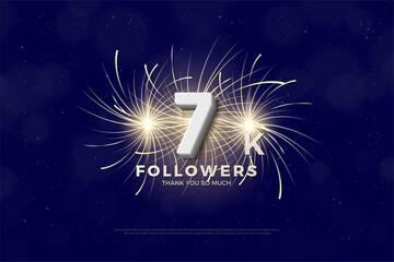 7k followers background with numbers illustration.