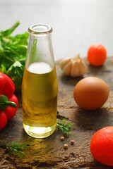 cooking oil and vegetables