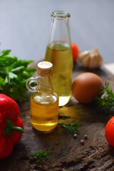 cooking oil and vegetables