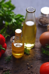 cooking oil and vegetables