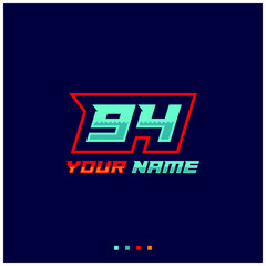 Obraz premium Number logo with fast speed lines. Vector sport style typeface, sports club.