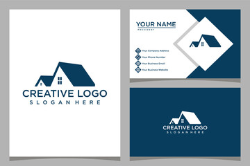 home design logo template with business card design