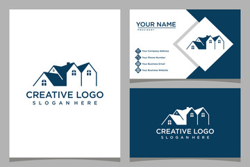 home design logo template with business card design