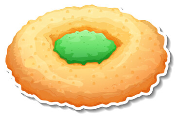 A butter cookie with green apple jam