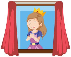 Happy princess standing by the window
