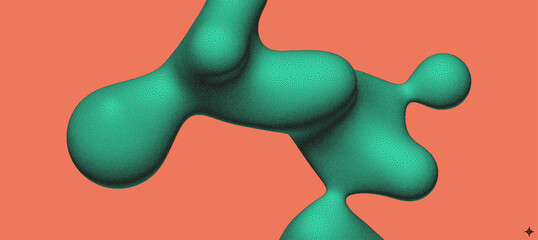 Abstract three-dimensional composition in dotwork style. Pointillism graphic. Dot stipple design. 3D vector illustration with dynamic effect. Template for banner, flyer, poster, cover or brochure.