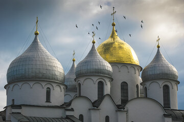 View to the cathedral in Novgorod fortress