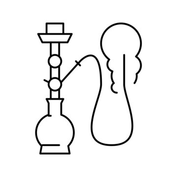 smoke hookah mens leisure line icon vector illustration