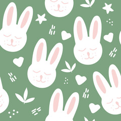 easter bunny seamless pattern hand drawn. vector, minimalism. textiles, wallpaper, wrapping paper. cute baby print in trendy colors 2022.