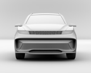 Clay model rendering of generic Electric SUV sports coupe. 3D rendering image.
