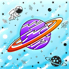 Illustration of Saturn, Saturn Background, Saturn clipart, Saturn from space, 